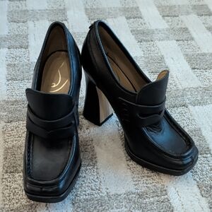 Sam Edelman Jeanette Black Heeled Loafers